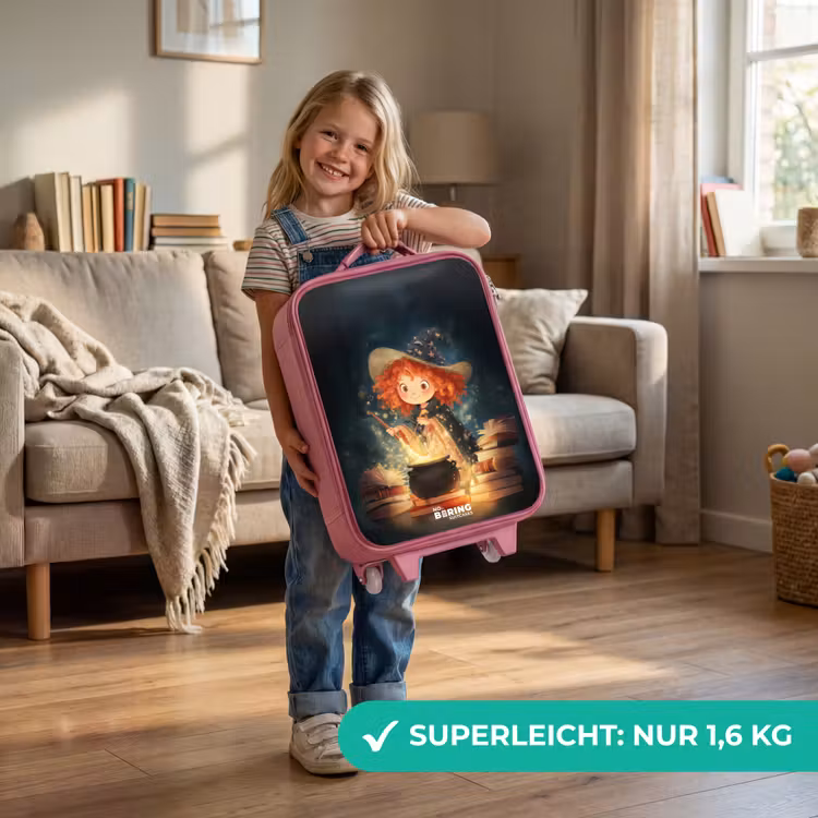 Heks met Sprankelende Toverdrank Kinderkoffer - Roze klein -sfeer2_DE