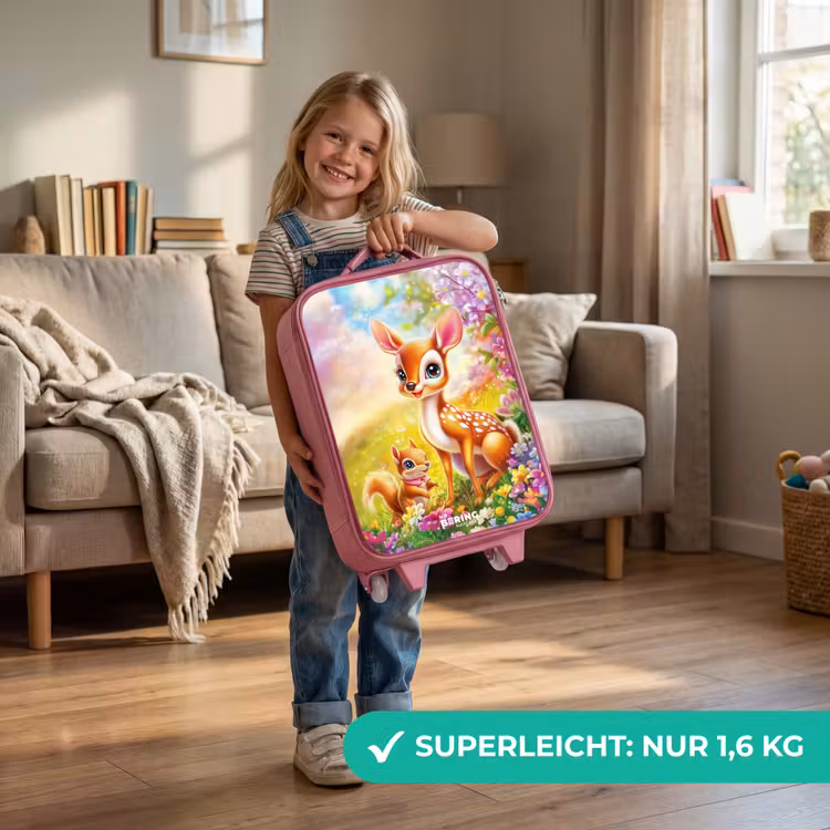 Hertje en eekhoorn in kleurrijk bloemenveld Kinderkoffer - Roze klein -sfeer2_DE