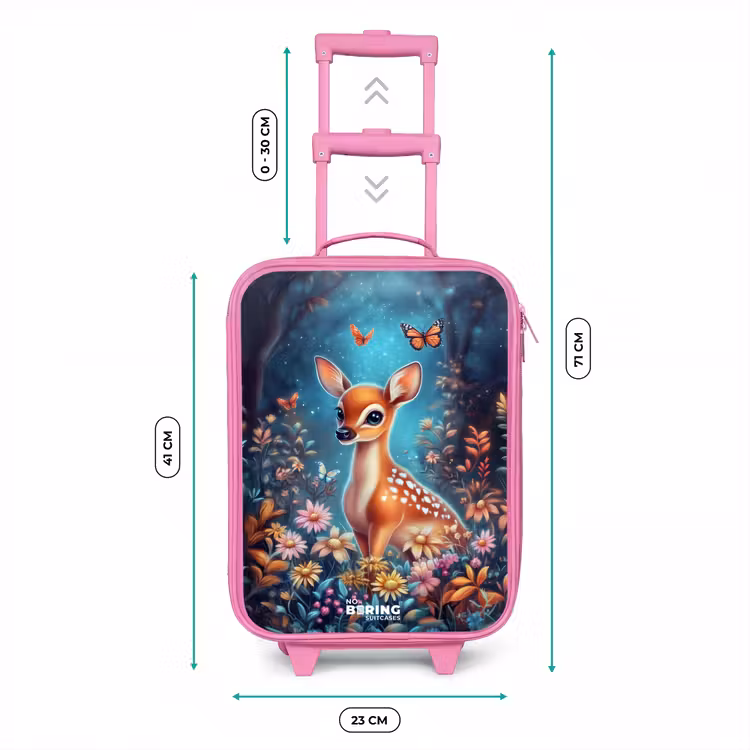 Hertje tussen bloemen in betoverend bos Kinderkoffer - Roze klein -productfoto_formaten