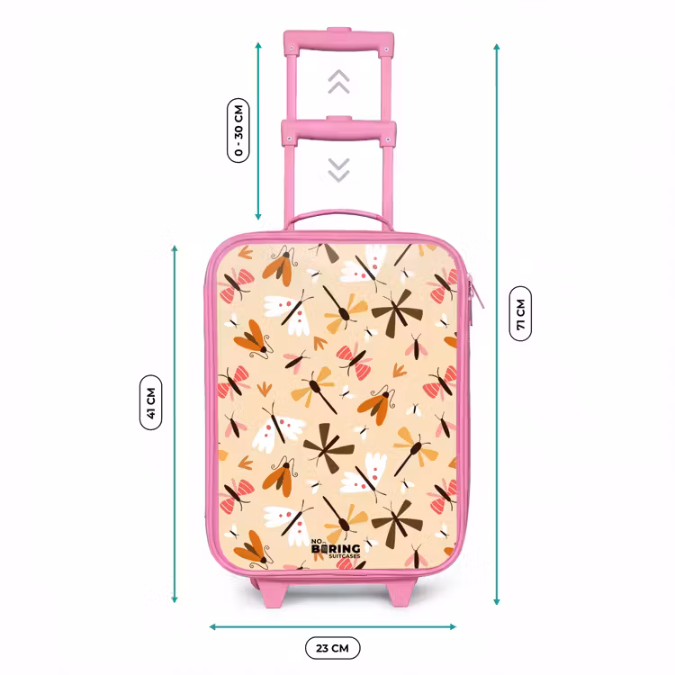 Insectenpatroon in bruin, roze en oranje op beige achtergrond Kinderkoffer - Roze klein -productfoto_formaten