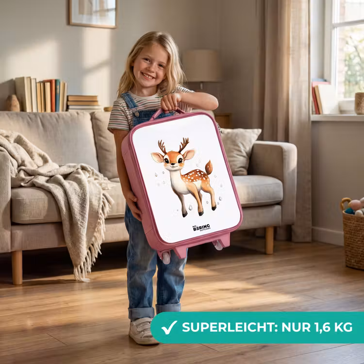 Jong hertje met gewei en witte stippen Kinderkoffer - Roze klein -sfeer2_DE