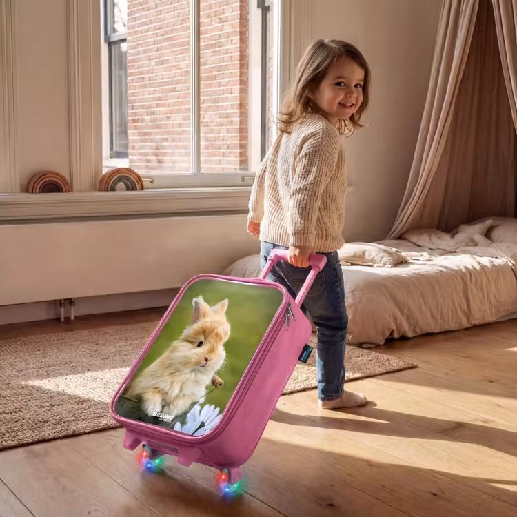 Konijn in bloempot Kinderkoffer - Roze klein -sfeer1