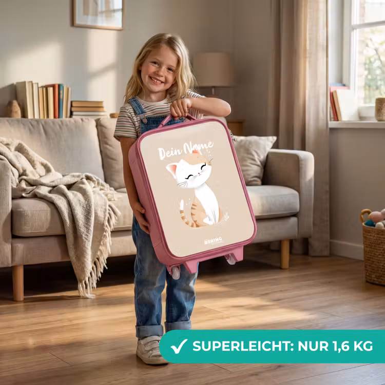Kitten in de kleuren beige en wit Kinderkoffer - Roze klein -sfeer2_DE