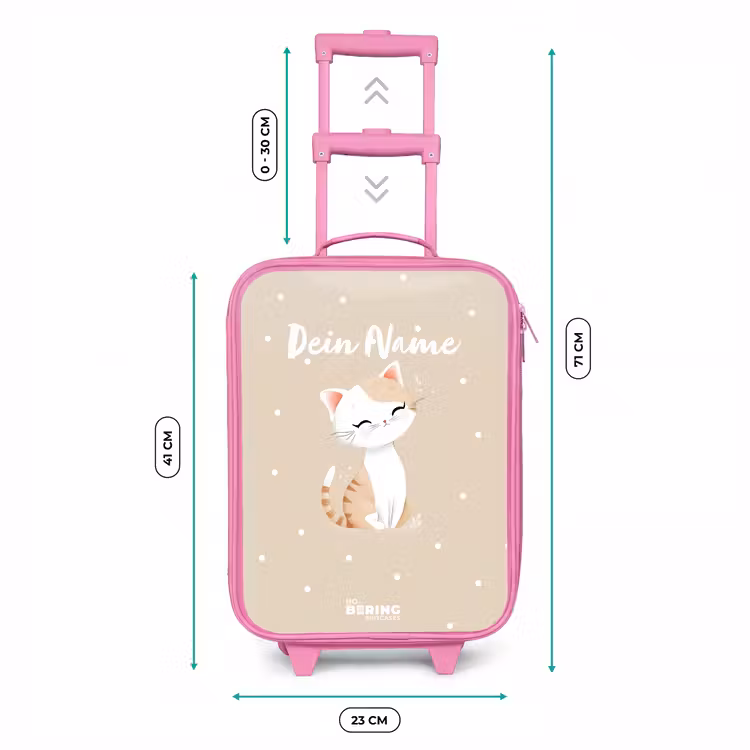 Kat omringd door beige stippen Kinderkoffer - Roze klein -productfoto_formaten
