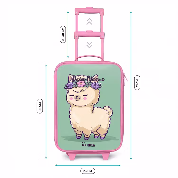Kawai - Alpaca - Groen Kinderkoffer - Roze klein -productfoto_formaten