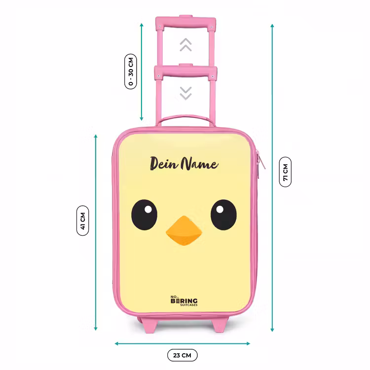 Kawai - Kuiken - Geel Kinderkoffer - Roze klein -productfoto_formaten