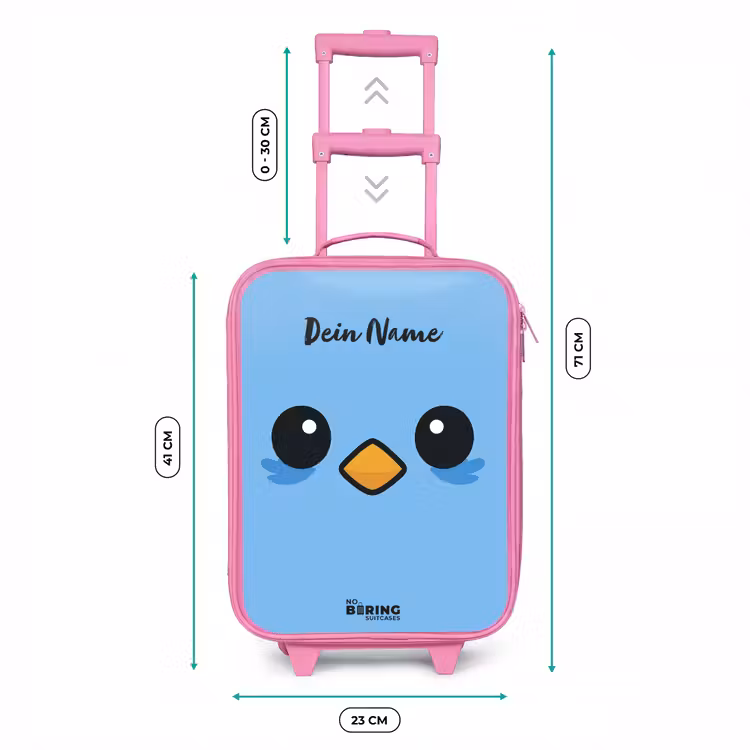 Kawai - Vogel - Blauw Kinderkoffer - Roze klein -productfoto_formaten