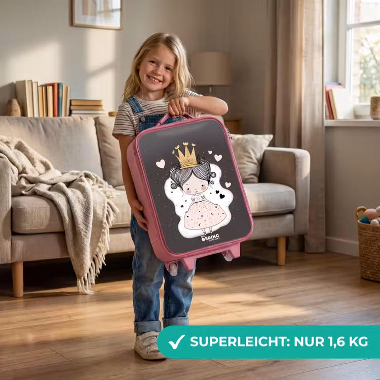 Kleine prinses op zwarte achtergrond Kinderkoffer - Roze klein -sfeer2_DE