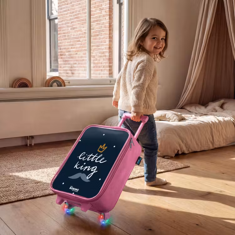 Little king met stippen Kinderkoffer - Roze klein -sfeer1