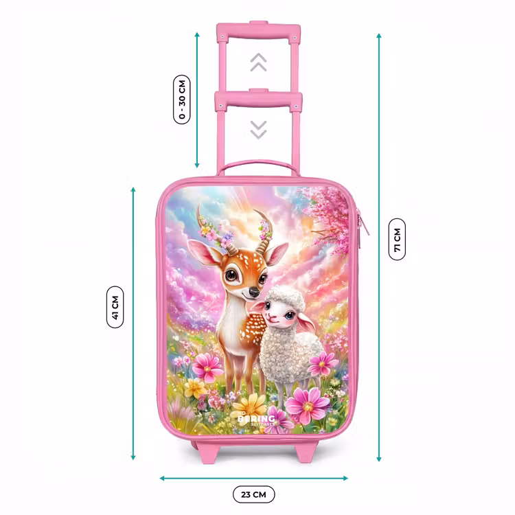 Hertje met een lammetje in pastelbloemenveld Kinderkoffer - Roze klein -productfoto_formaten