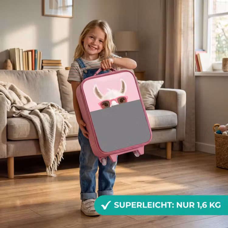 Lama - Wit - Zonnebril - Wimpers Kinderkoffer - Roze klein -sfeer2_DE