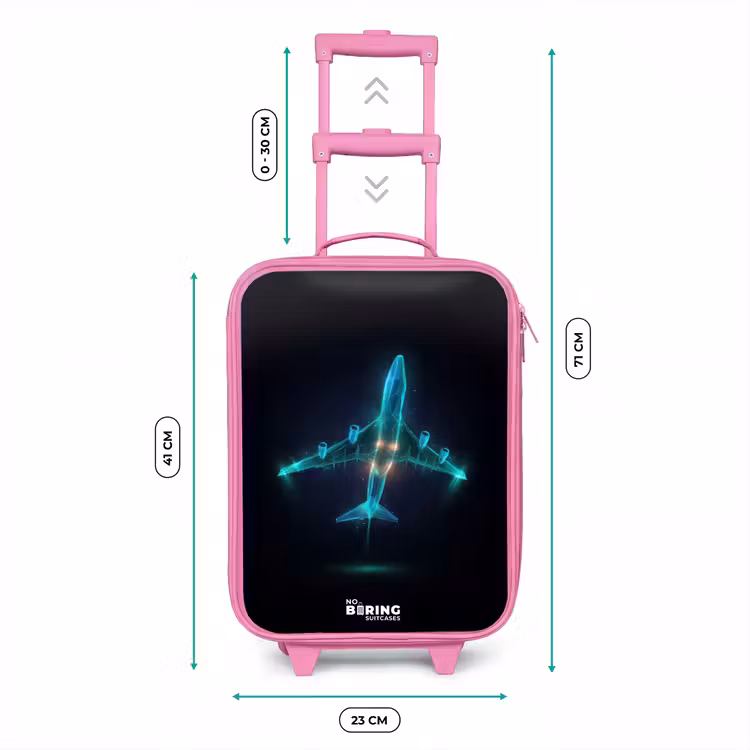 Lichtgevend vliegtuig Kinderkoffer - Roze klein -productfoto_formaten