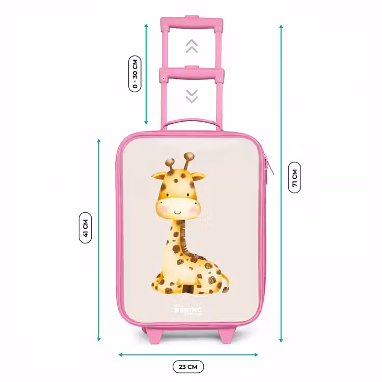Liggende giraffe illustratie op beige achtergrond Kinderkoffer - Roze klein -productfoto_formaten