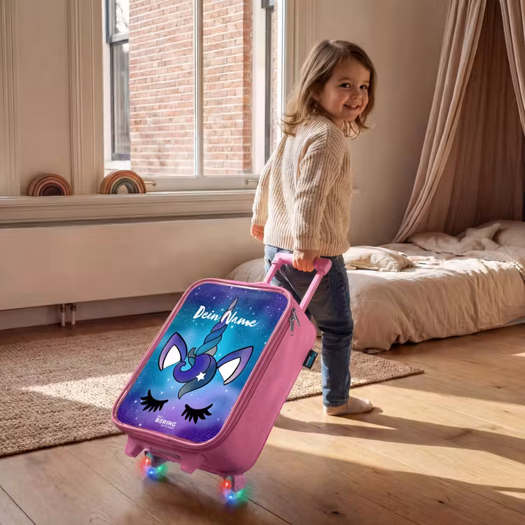 Paarse eenhoorn Kinderkoffer - Roze klein -sfeer1