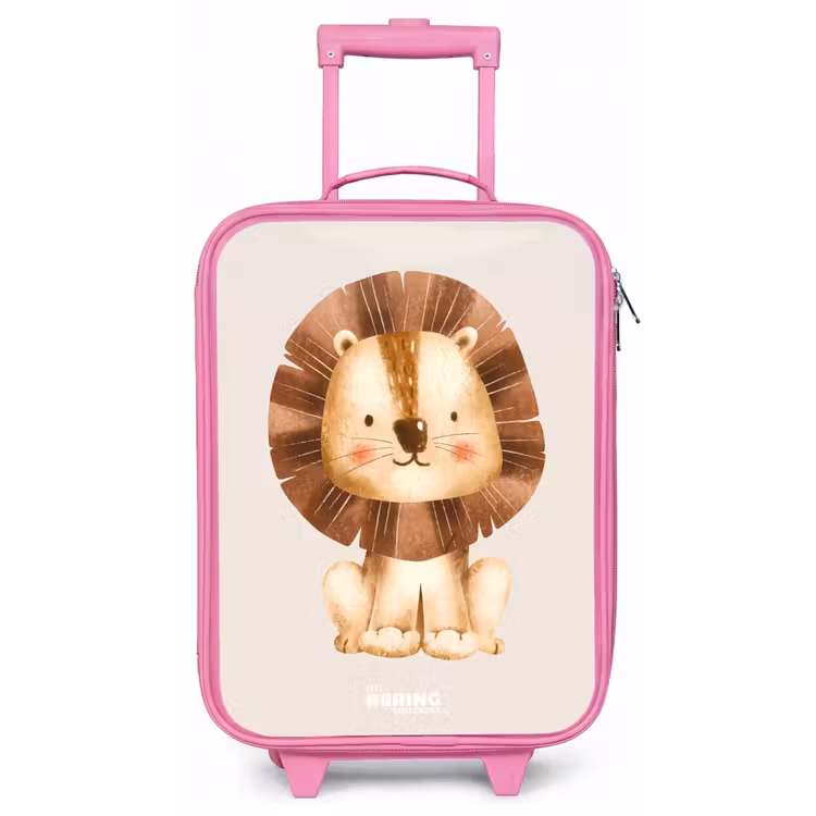Leeuw illustratie met beige achtergrond Kinderkoffer - Roze klein -zz3dotto