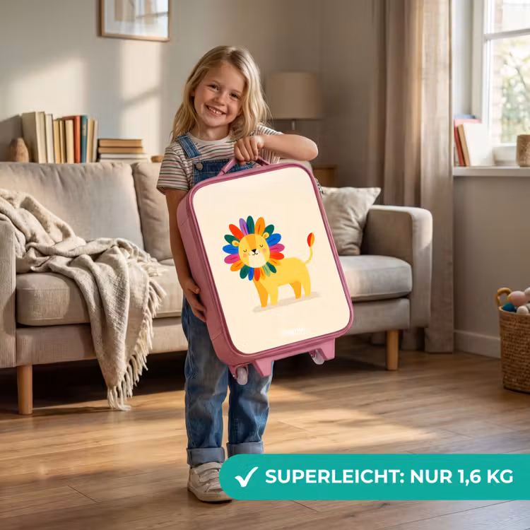 Leeuw - Manen - Kleurrijk Kinderkoffer - Roze klein -sfeer2_DE