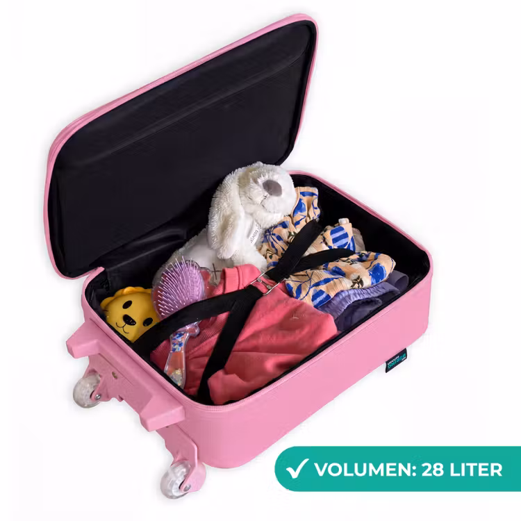 Meisje met een basketbal in neutrale kleuren. Kinderkoffer - Roze klein -binnenkant_DE