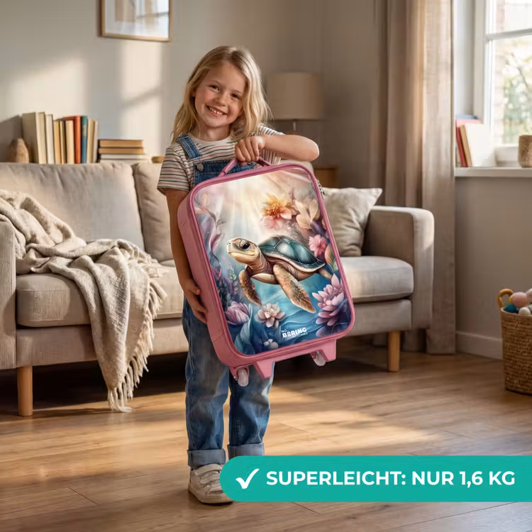 Zeeschildpad tussen bloemen onder water Kinderkoffer - Roze klein -sfeer2_DE