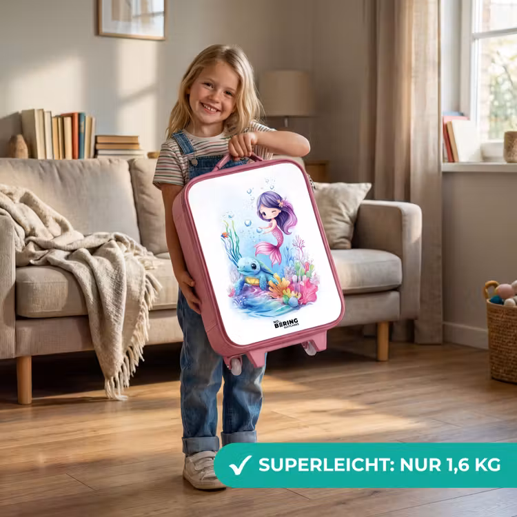 Zeemeermin met blauw schildpad tussen koraal Kinderkoffer - Roze klein -sfeer2_DE