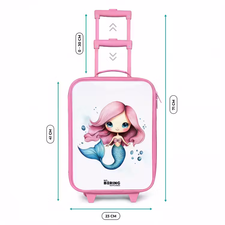 Zeemeermin met roze haar en blauwe staart tussen luchtbellen Kinderkoffer - Roze klein -productfoto_formaten