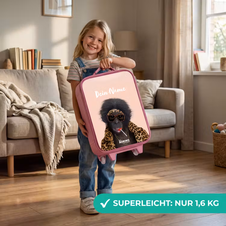 Aap met Loly Kinderkoffer - Roze klein -sfeer2_DE
