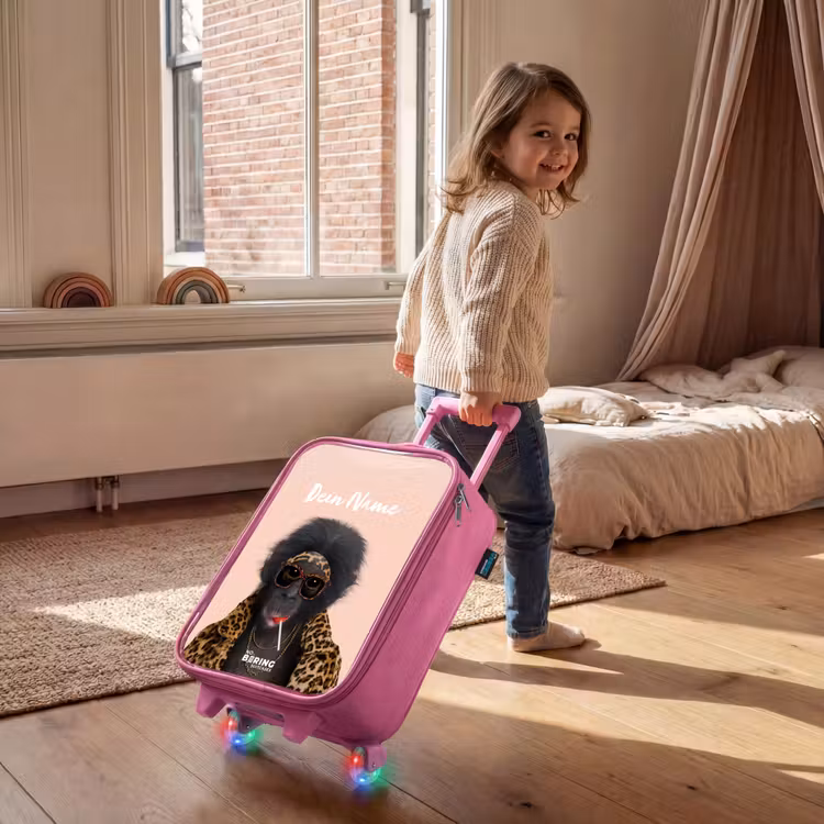 Aap met Loly Kinderkoffer - Roze klein -sfeer1