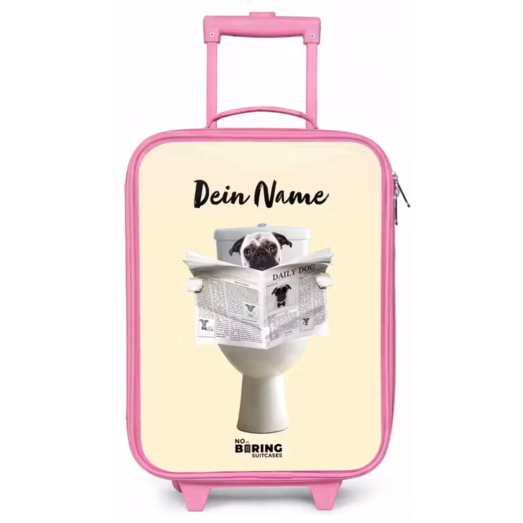 Hondje Leest de Krant Kinderkoffer - Roze klein -zz3dotto