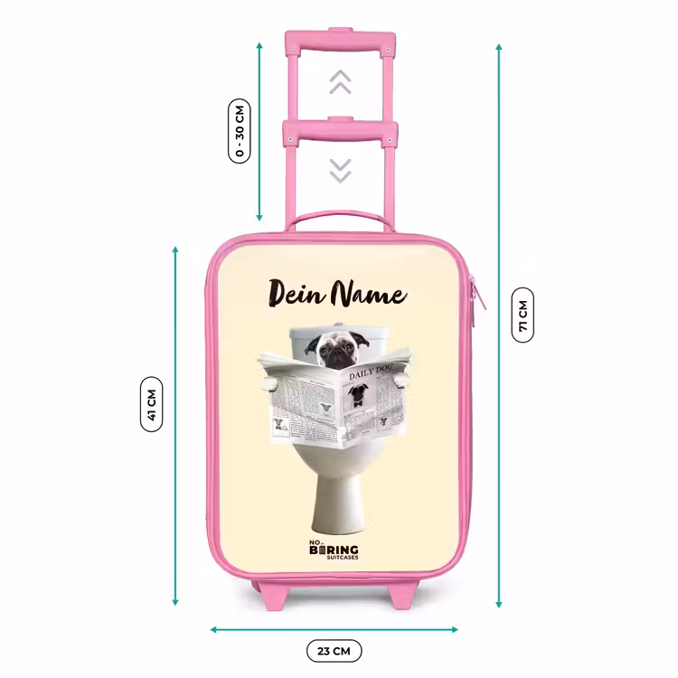 Hondje Leest de Krant Kinderkoffer - Roze klein -productfoto_formaten