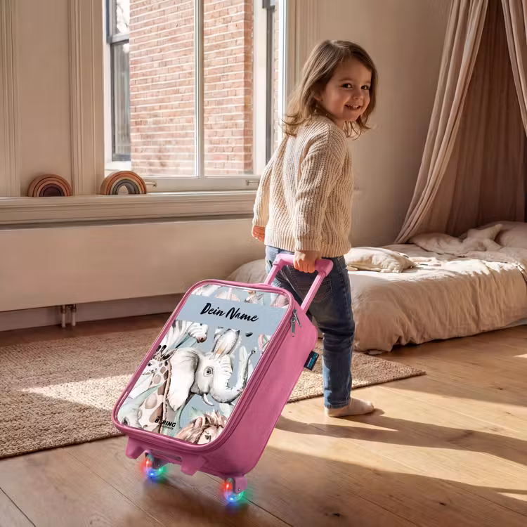 Jungle in Lichte Kleuren Kinderkoffer - Roze klein -sfeer1