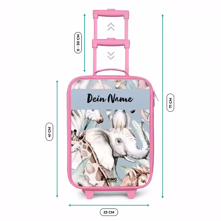 Jungle in Lichte Kleuren Kinderkoffer - Roze klein -productfoto_formaten