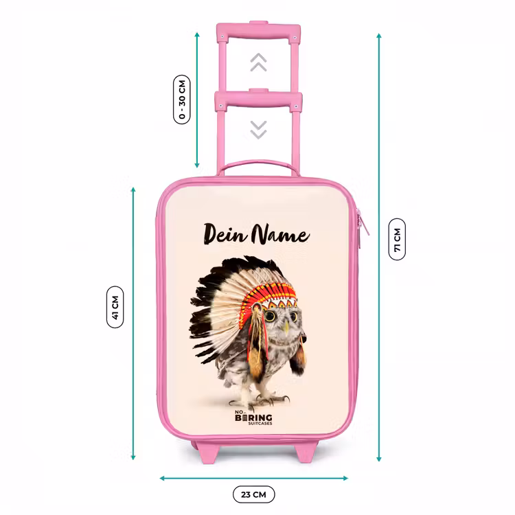 Uil als Indiaan Kinderkoffer - Roze klein -productfoto_formaten
