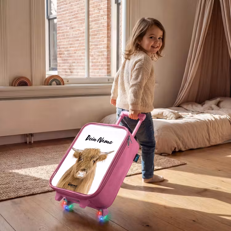 Halbe Hooglander Kinderkoffer - Roze klein -sfeer1