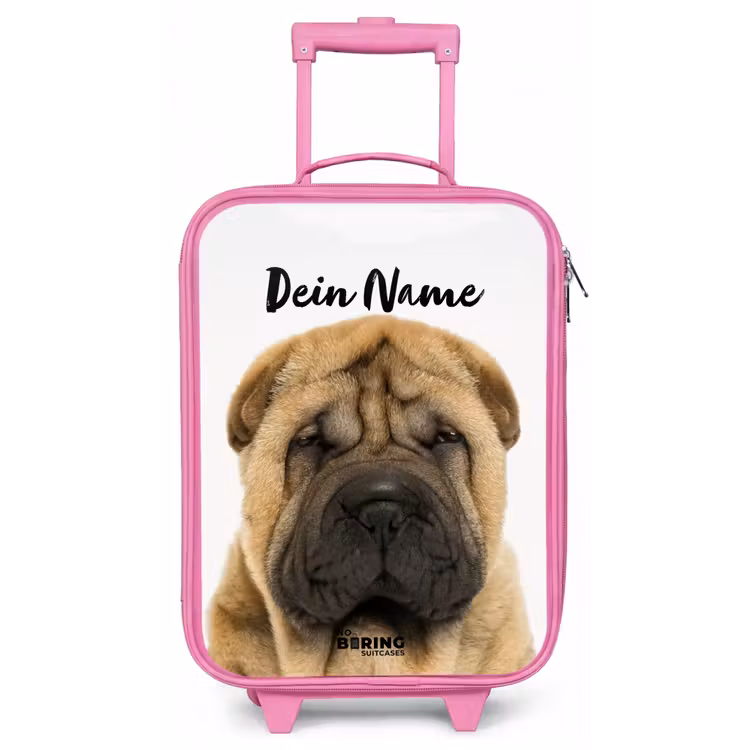 Hondje met Boos Hoofd Kinderkoffer - Roze klein -zz3dotto
