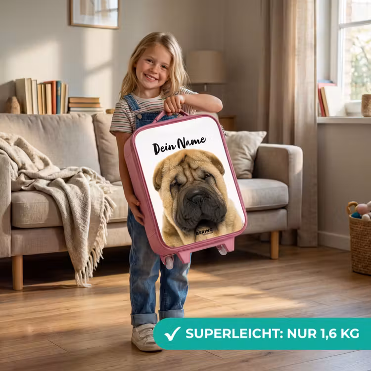 Hondje met Boos Hoofd Kinderkoffer - Roze klein -sfeer2_DE