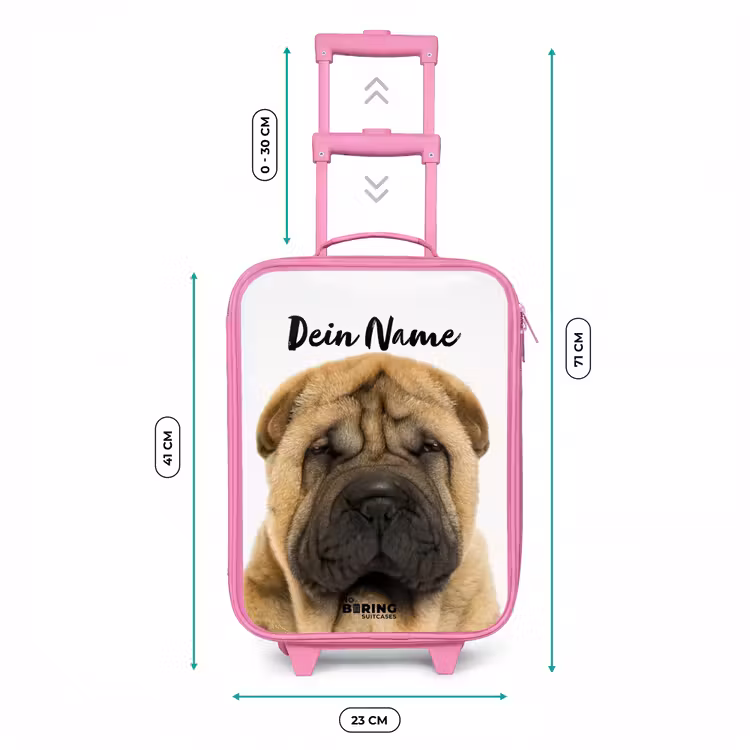 Hondje met Boos Hoofd Kinderkoffer - Roze klein -productfoto_formaten