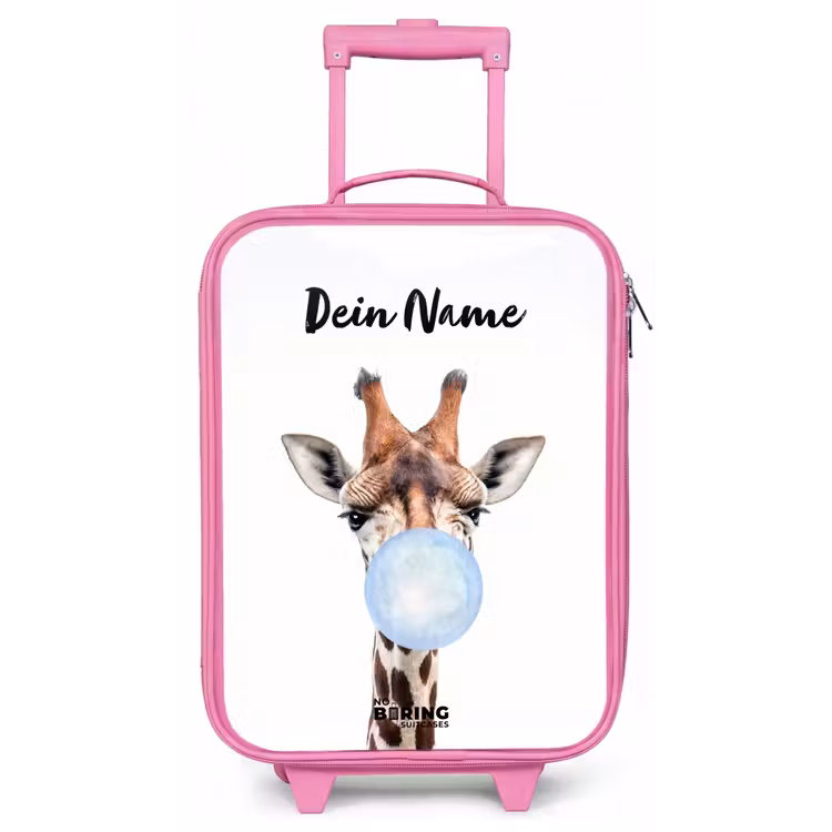 Kauwende Kobus blauw Kinderkoffer - Roze klein -zz3dotto
