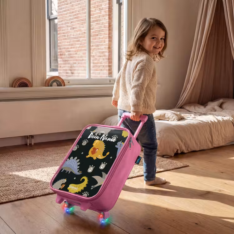 Liefdevolle dinosaurus Kinderkoffer - Roze klein -sfeer1