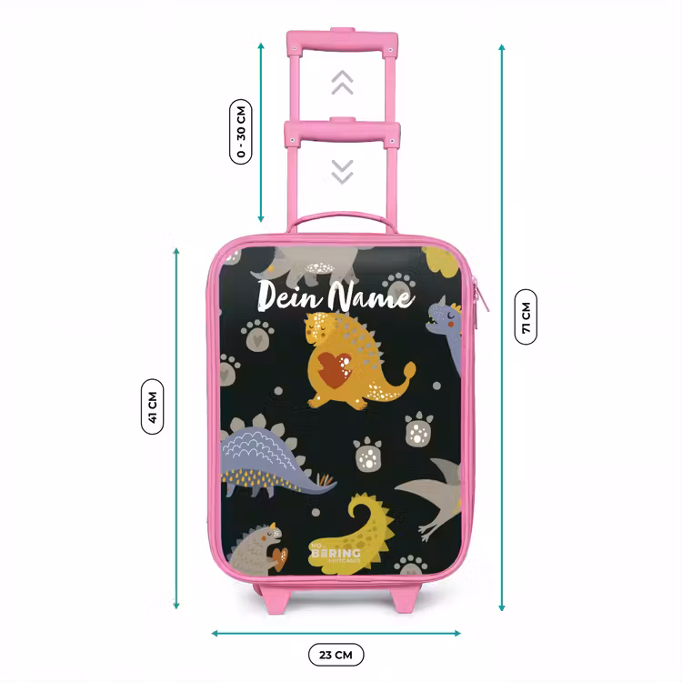Liefdevolle dinosaurus Kinderkoffer - Roze klein -productfoto_formaten