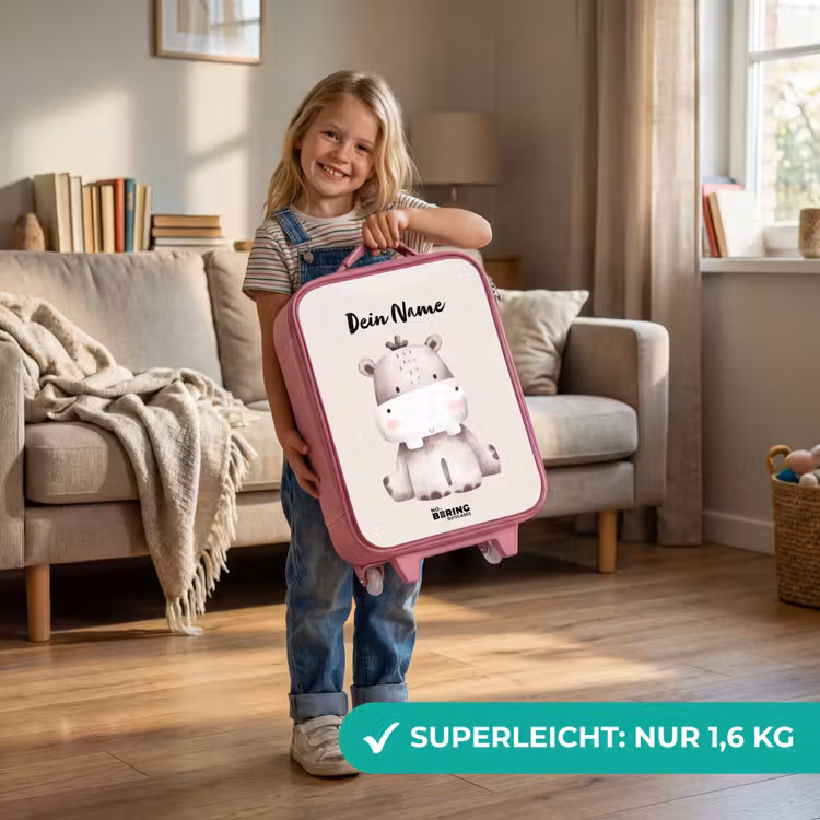 Nigel Nijlpaard Kinderkoffer - Roze klein -sfeer2_DE