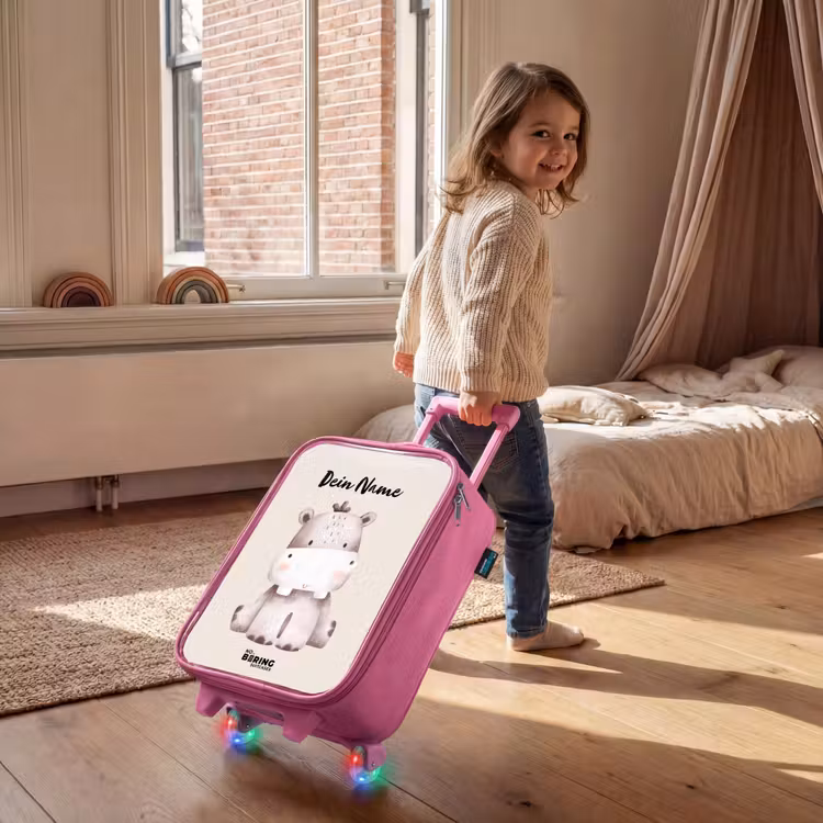 Nigel Nijlpaard Kinderkoffer - Roze klein -sfeer1