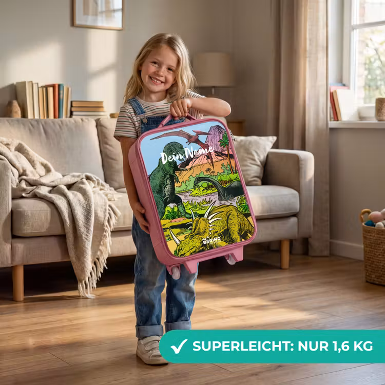 Feest in Dinosaurusland Kinderkoffer - Roze klein -sfeer2_DE