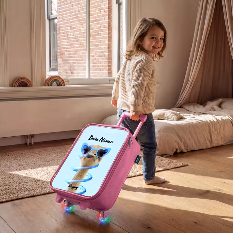 Sierk Struisvogel Blauw Kinderkoffer - Roze klein -sfeer1