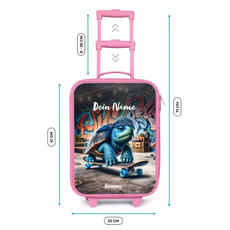 Skater schildpad Kinderkoffer - Roze klein -productfoto_formaten