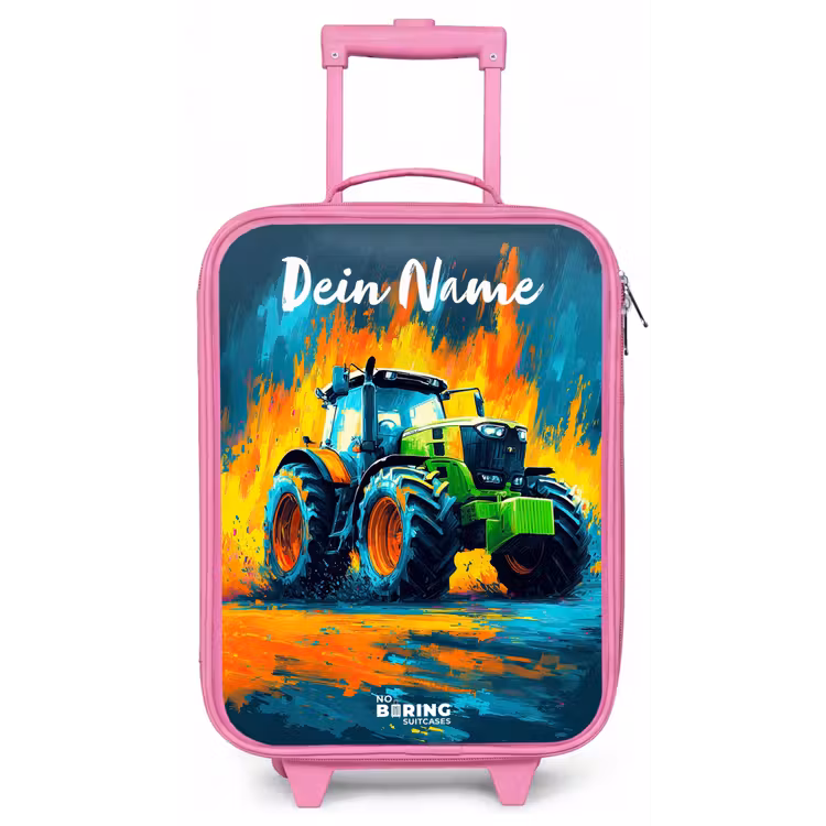 Abstract - Tractor - Groen Kinderkoffer - Roze klein -zz3dotto