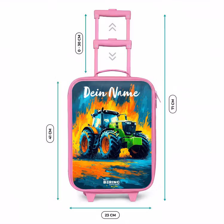 Abstract - Tractor - Groen Kinderkoffer - Roze klein -productfoto_formaten