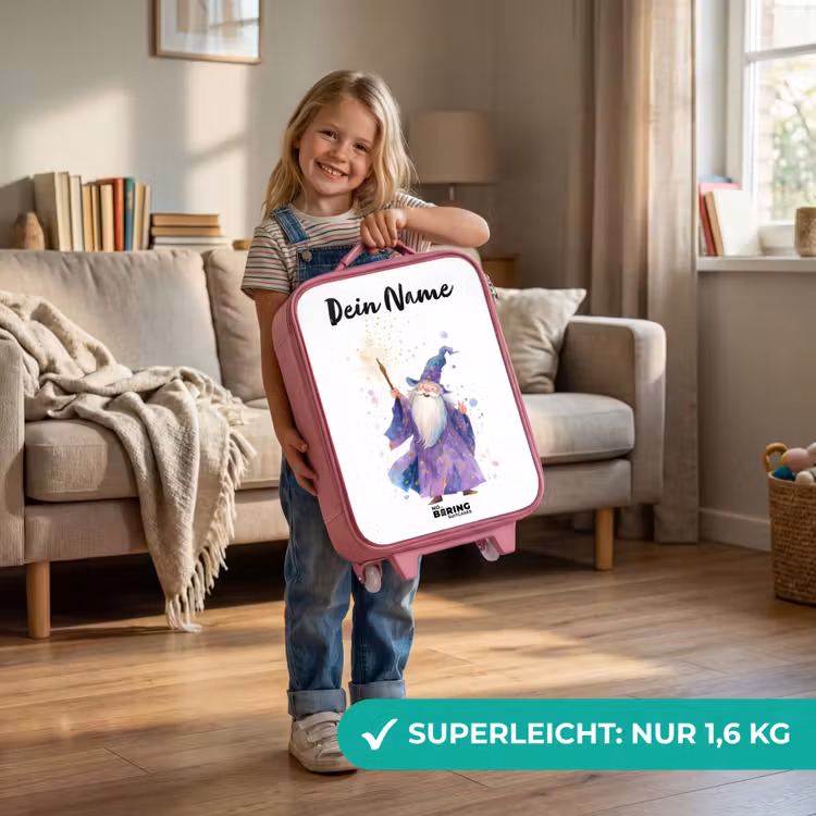 Oude tovenaar met staf Kinderkoffer - Roze klein -sfeer2_DE