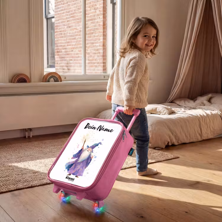 Oude tovenaar met staf Kinderkoffer - Roze klein -sfeer1