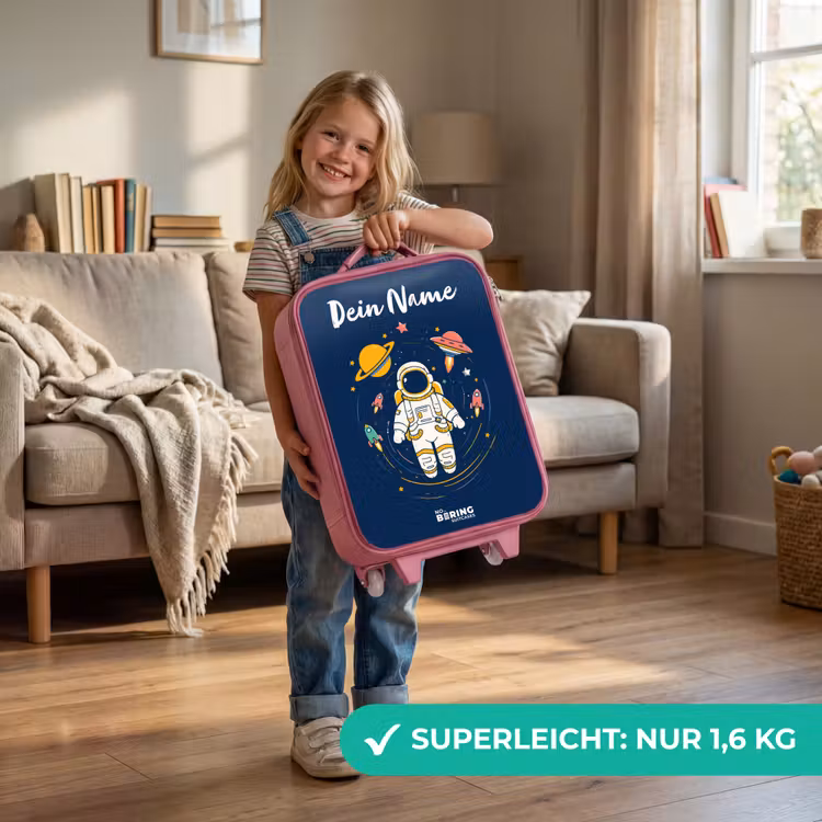 Astronaut - Planeet - Sterren - Raket Kinderkoffer - Roze klein -sfeer2_DE