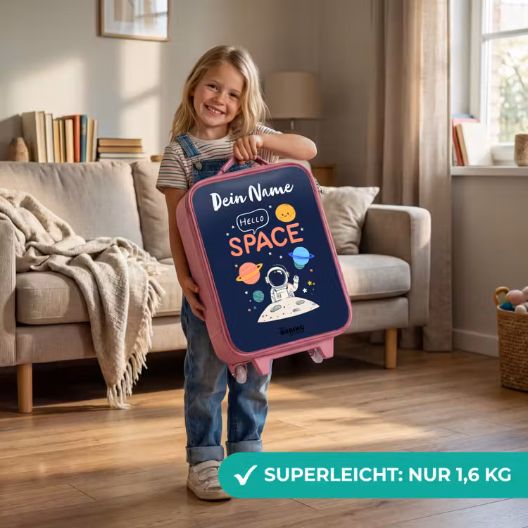 Astronaut - Quote - Planeten - Sterren Kinderkoffer - Roze klein -sfeer2_DE