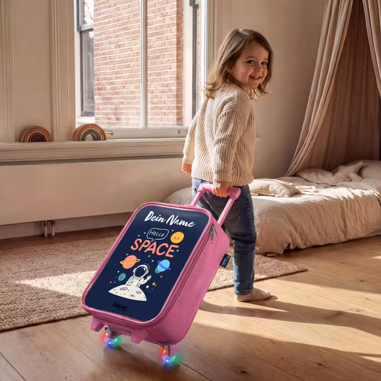 Astronaut - Quote - Planeten - Sterren Kinderkoffer - Roze klein -sfeer1